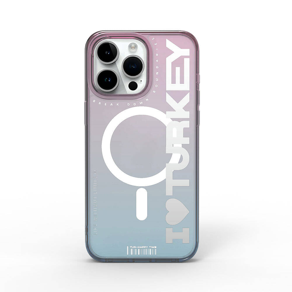 Apple iPhone 15 Pro Kılıf M-safe Şarj Özellikli Transparan Renk Geçişli Wiwu Turkey C Serisi Kapak