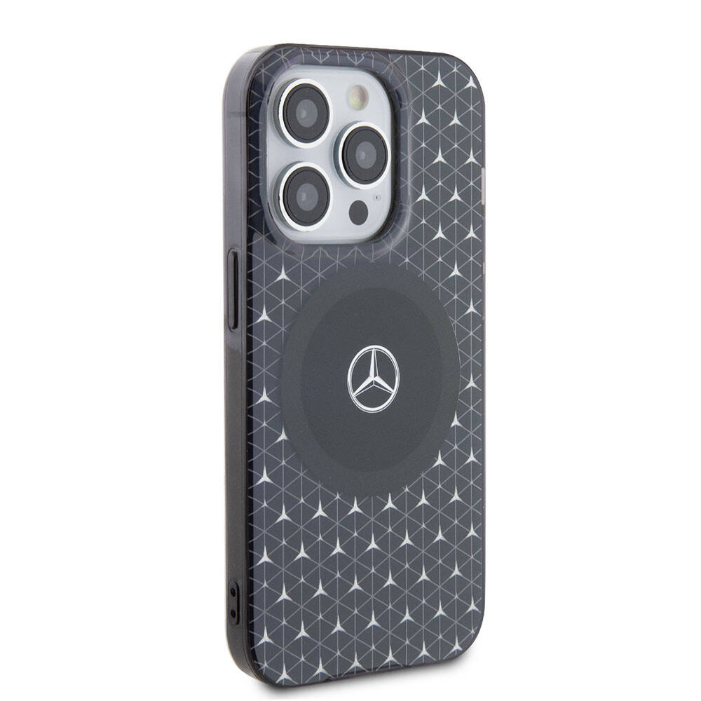 Apple iPhone 15 Pro Kılıf Mercedes Benz Orjinal Lisanslı M-safe Şarj Özellikli Çift Katmanlı Mini Yıldız Desenli Kapak