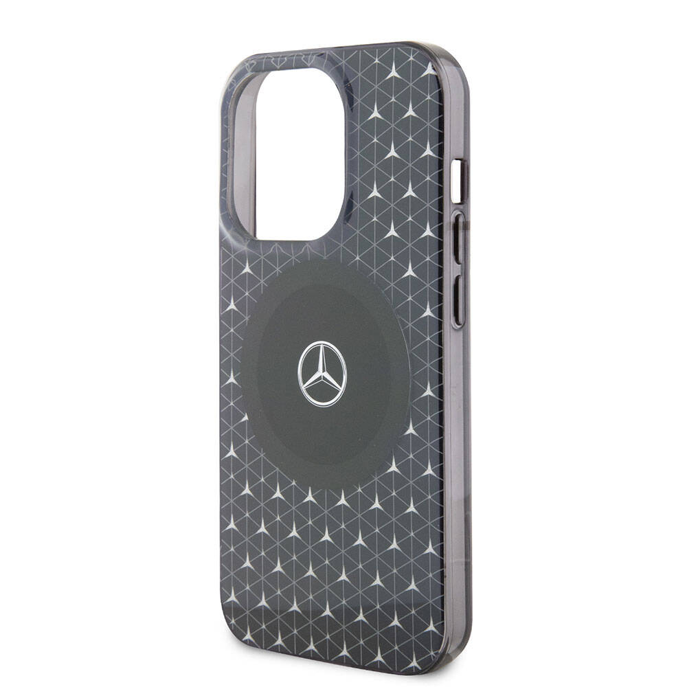 Apple iPhone 15 Pro Kılıf Mercedes Benz Orjinal Lisanslı M-safe Şarj Özellikli Çift Katmanlı Mini Yıldız Desenli Kapak