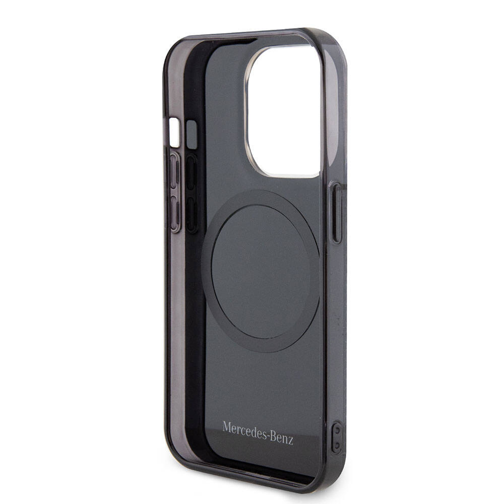 Apple iPhone 15 Pro Kılıf Mercedes Benz Orjinal Lisanslı M-safe Şarj Özellikli Çift Katmanlı Mini Yıldız Desenli Kapak
