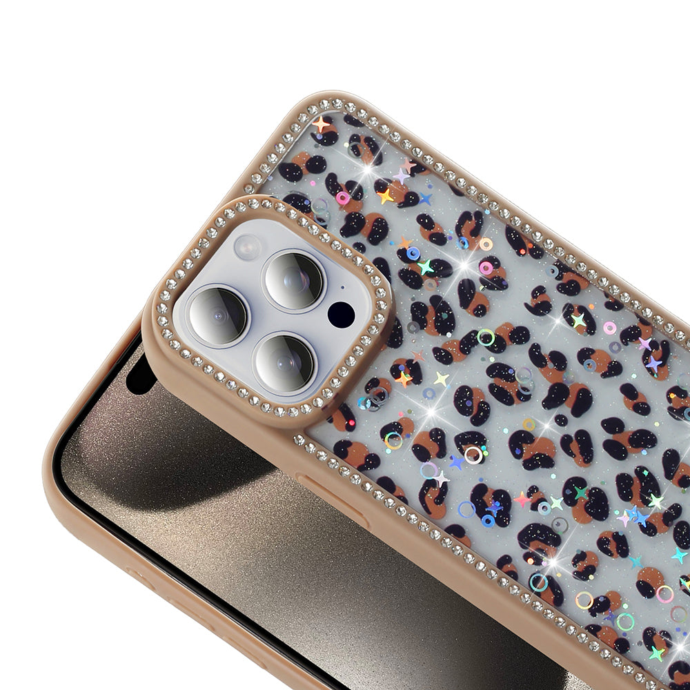Apple iPhone 15 Pro Kılıf Taşlı ve Simli Tasarım Zore Azra Kapak