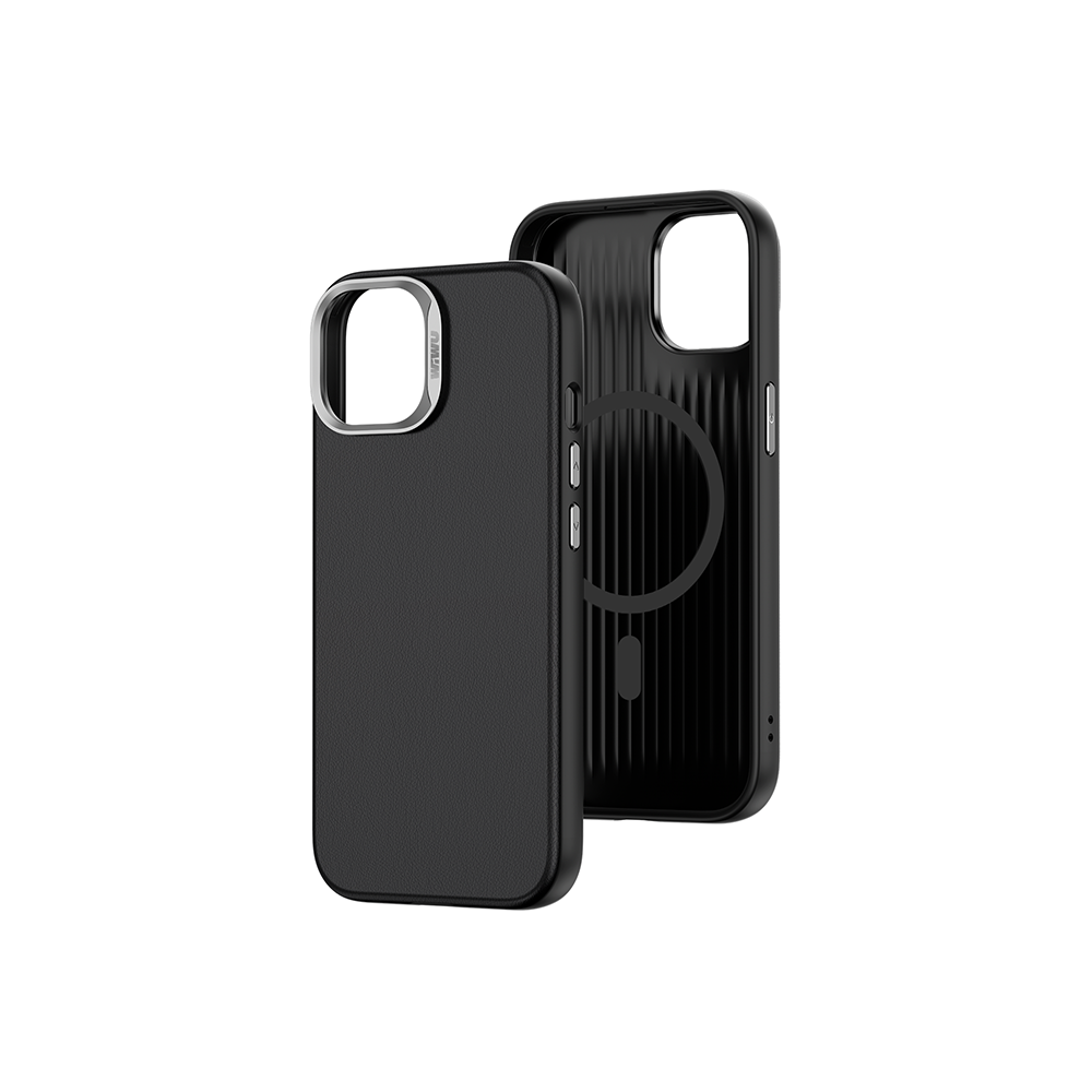 Apple iPhone 15 Pro Kılıf Wiwu SP-019 M-safe Şarj Özellikli Vegan Leather Deri Kapak