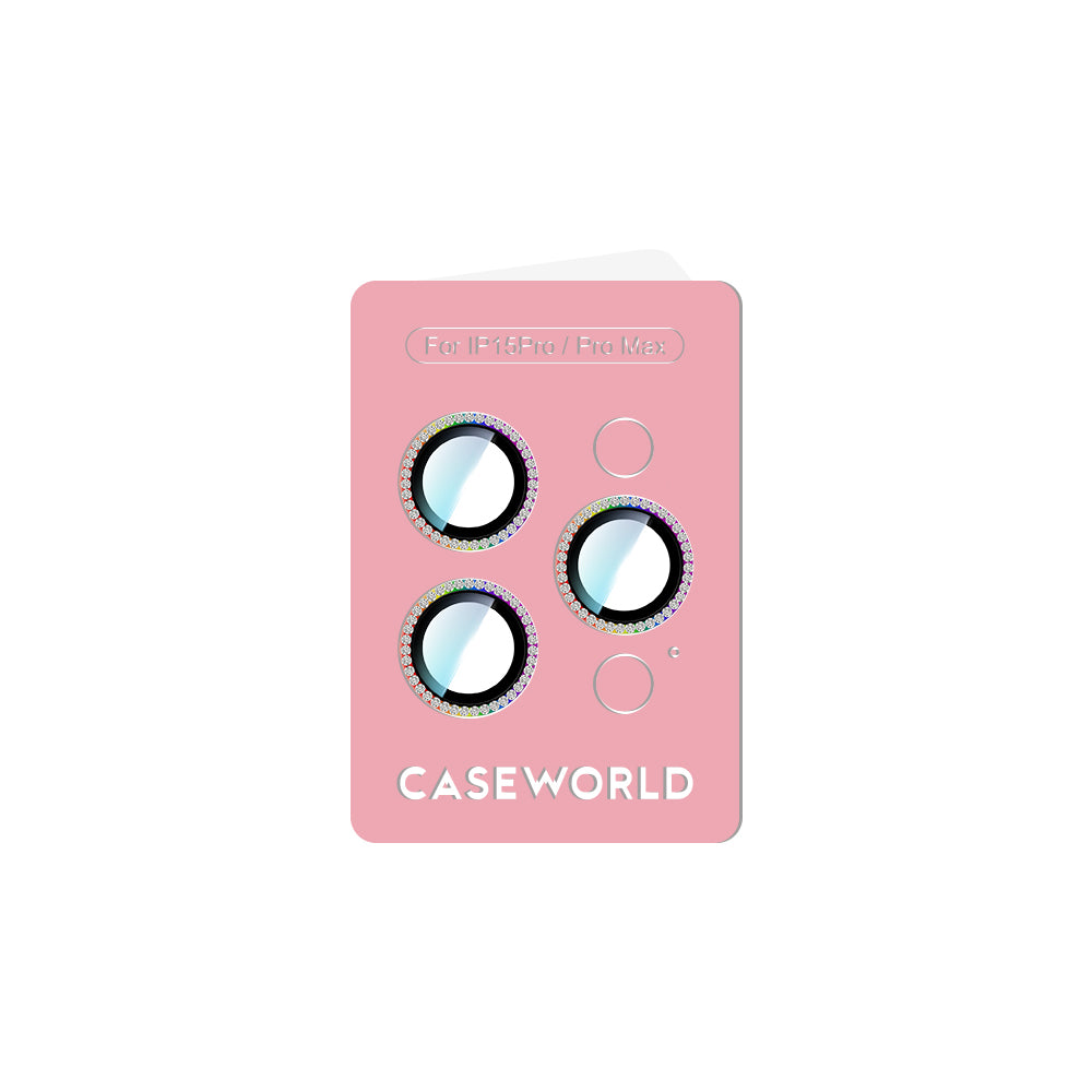 Apple iPhone 15 Pro Max CaseWorld Alloy Sparkling Diamond Serisi Taşlı Lens Koruyucu