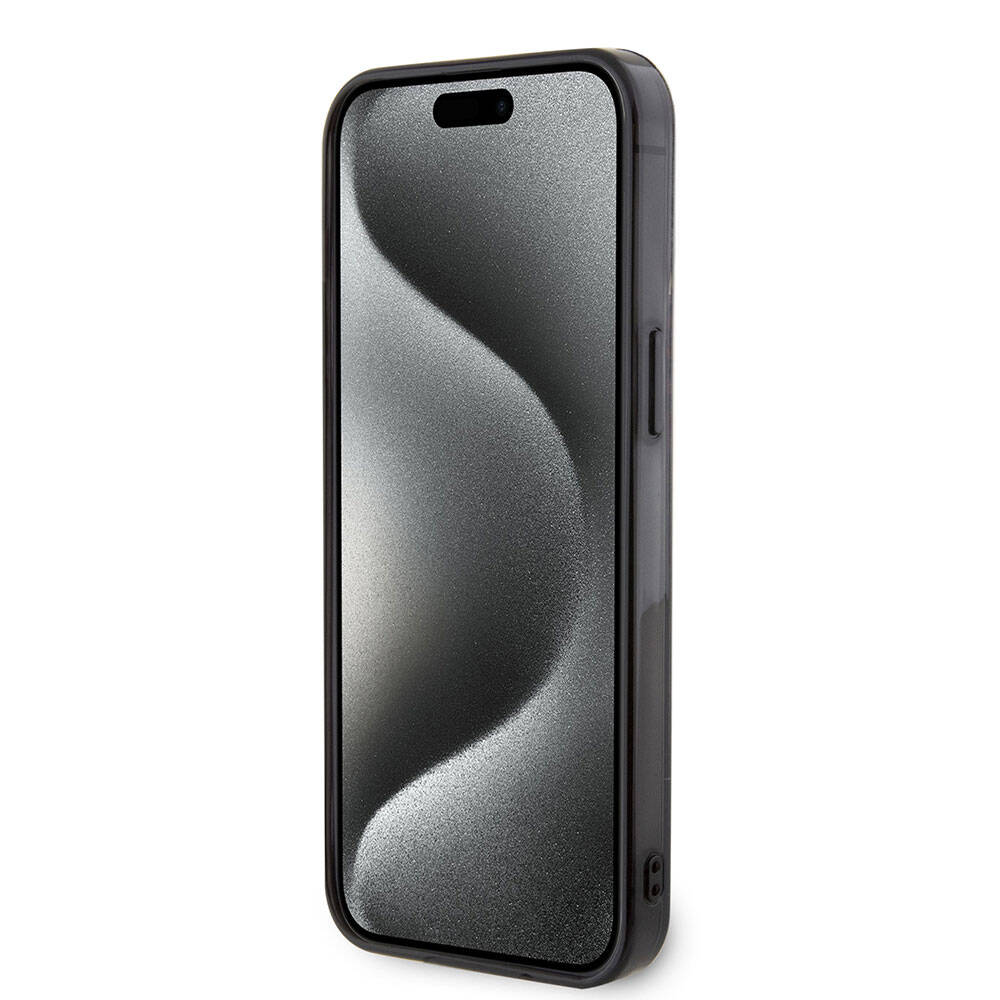 Apple iPhone 15 Pro Max Kılıf AMG Orjinal Lisanslı Çift Katmanlı Küçük Logolu Dörtgen Şerit Desenli Kapak