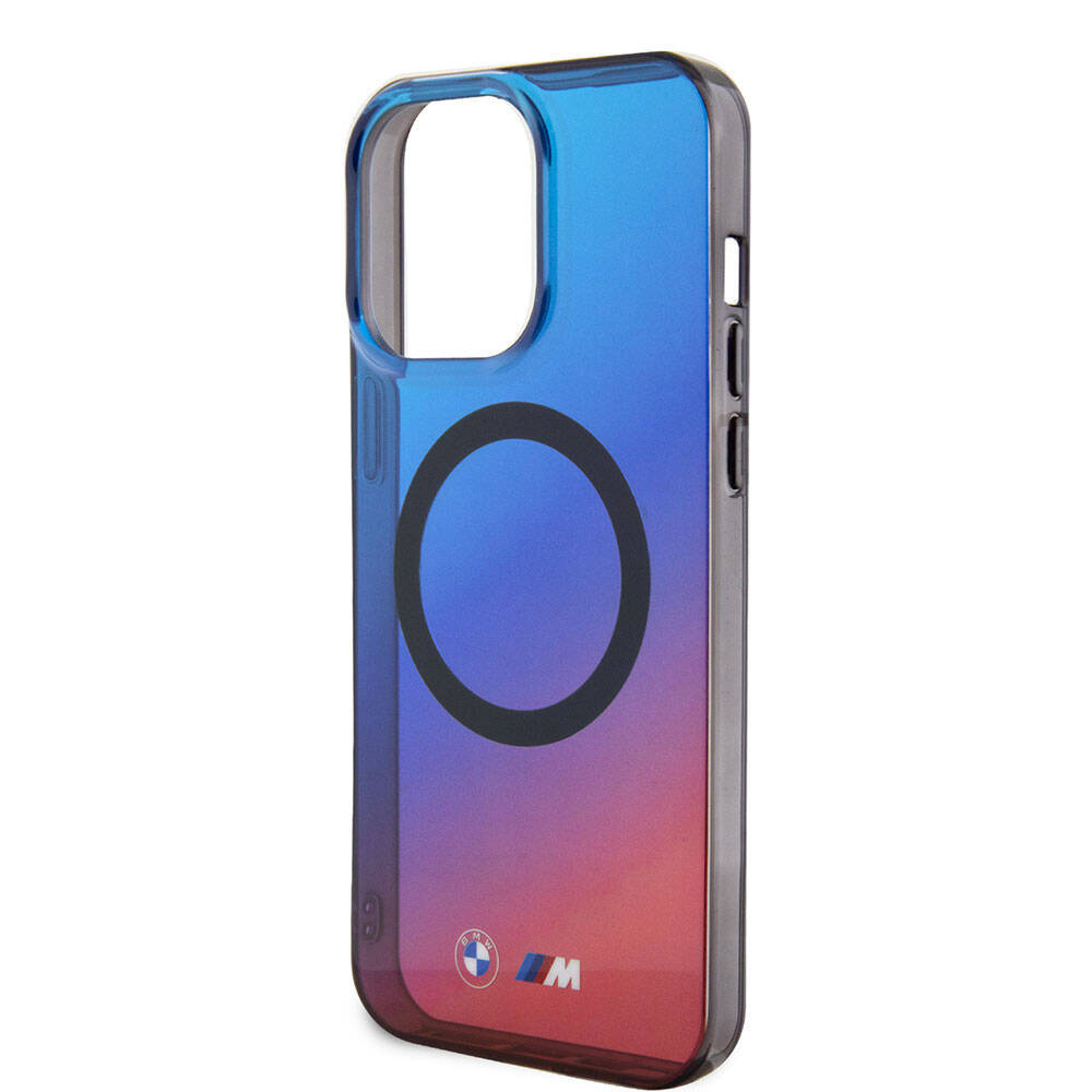 Apple iPhone 15 Pro Max Kılıf BMW M-safe Şarj Özellikli Transparan Renk Geçişli Dizayn Orjinal Lisanslı Kapak