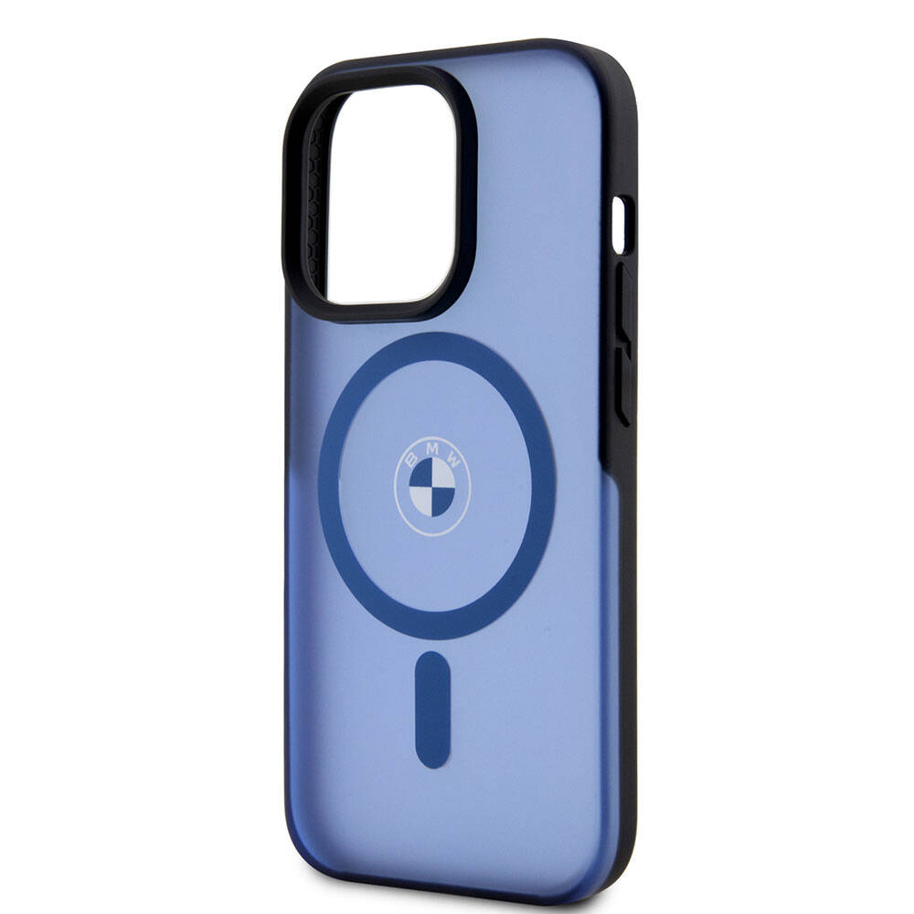 Apple iPhone 15 Pro Max Kılıf BMW Orjinal Lisanslı M-safe Şarj Özellikli IML Baskı Logolu Buzlu Mat Kapak