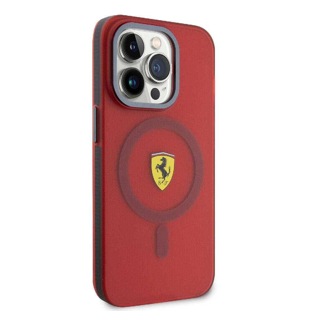 Apple iPhone 15 Pro Max Kılıf Ferrari Orjinal Lisanslı M-safe Şarj Özellikli Kontrast Bumper Kapak