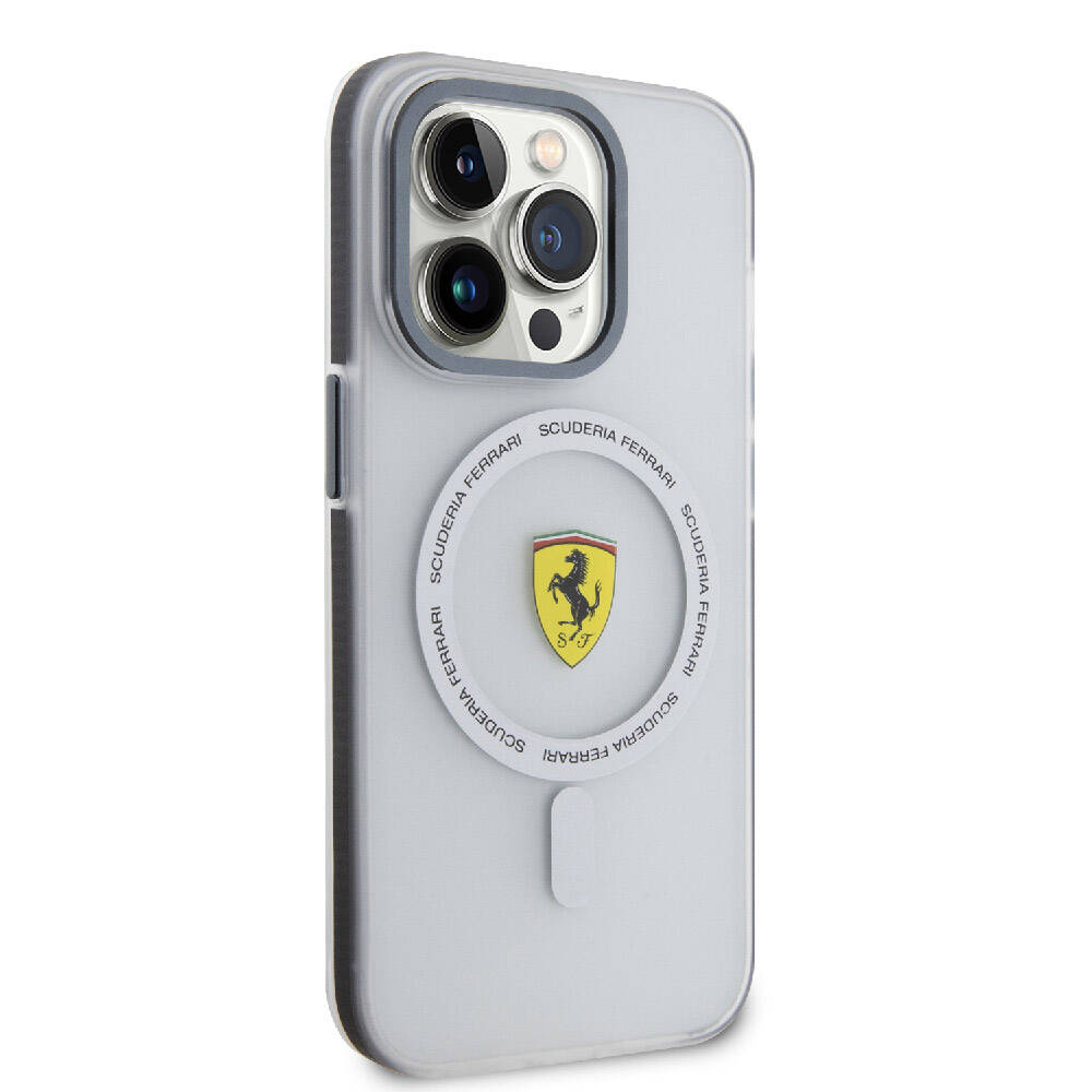 Apple iPhone 15 Pro Max Kılıf Ferrari Orjinal Lisanslı M-safe Şarj Özellikli Kontrast Bumper SF Ring Kapak