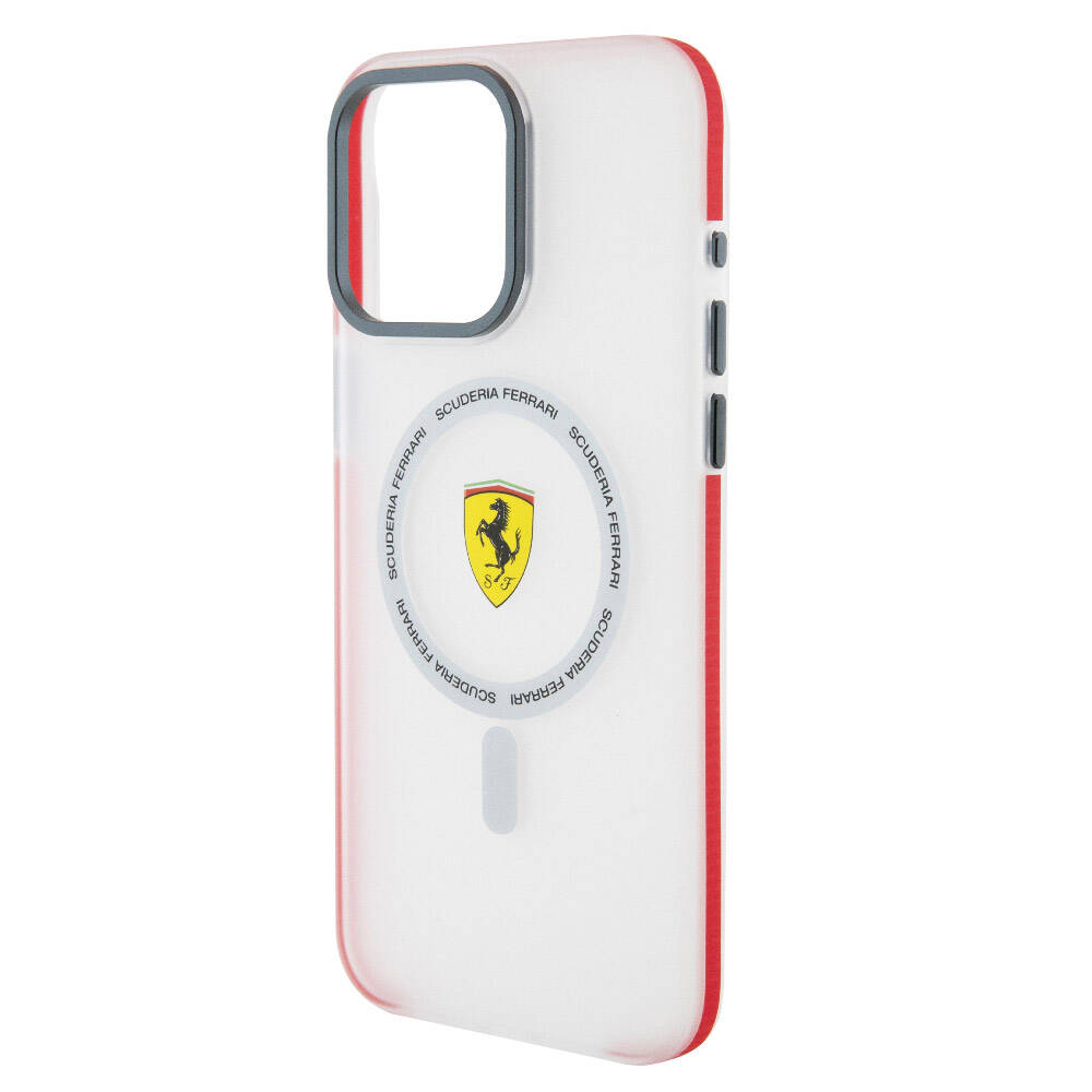 Apple iPhone 15 Pro Max Kılıf Ferrari Orjinal Lisanslı M-safe Şarj Özellikli Kontrast Bumper SF Ring Kapak