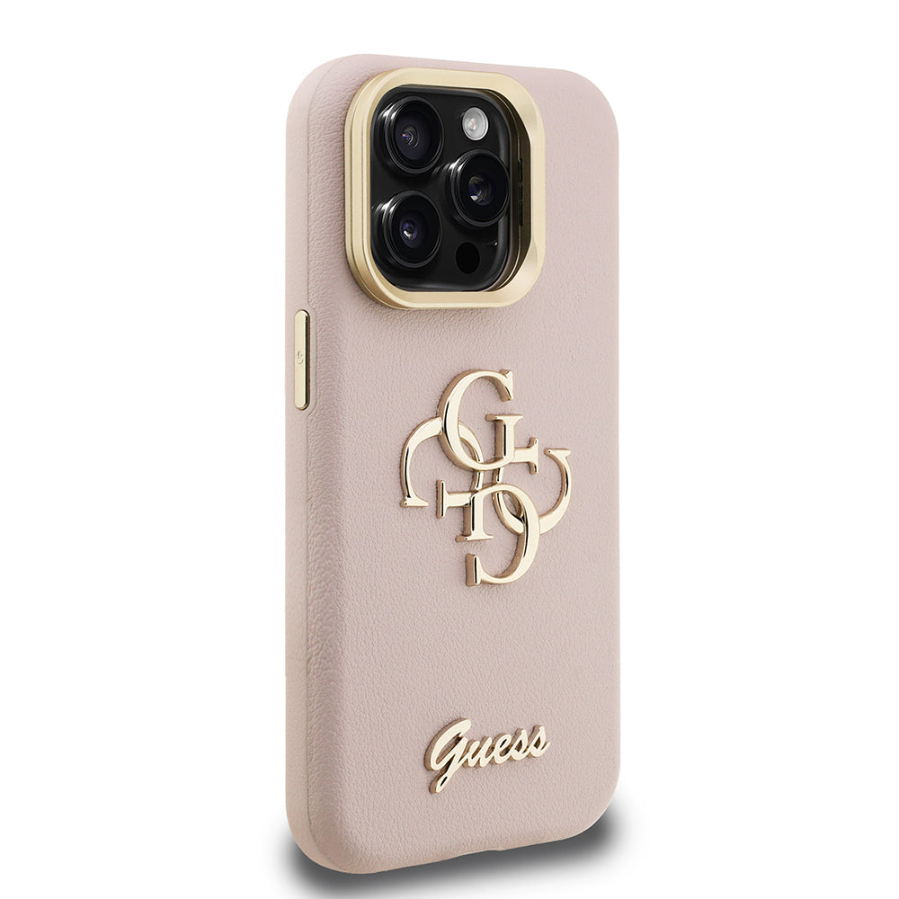 Apple iPhone 15 Pro Max Kılıf Guess Orjinal Lisanslı Grained Yazı Logolu Kamera Standlı Kapak