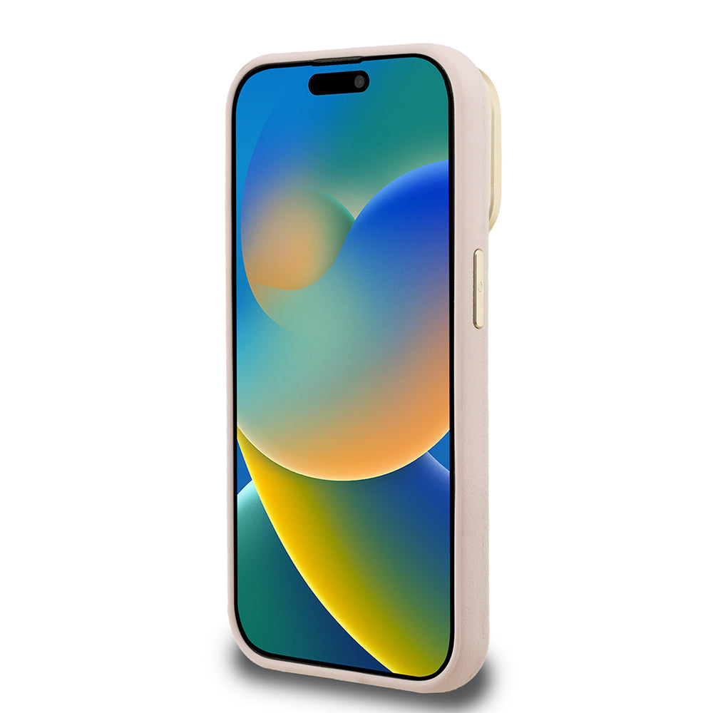 Apple iPhone 15 Pro Max Kılıf Guess Orjinal Lisanslı Grained Yazı Logolu Kamera Standlı Kapak