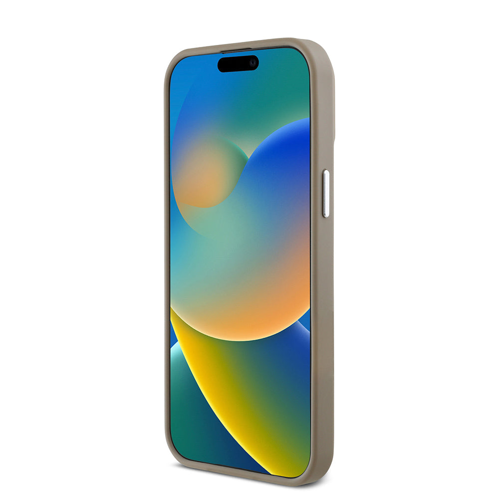 Apple iPhone 15 Pro Max Kılıf Guess Orjinal Lisanslı M-safe Şarj Özellikli Grained Triangle Kapak