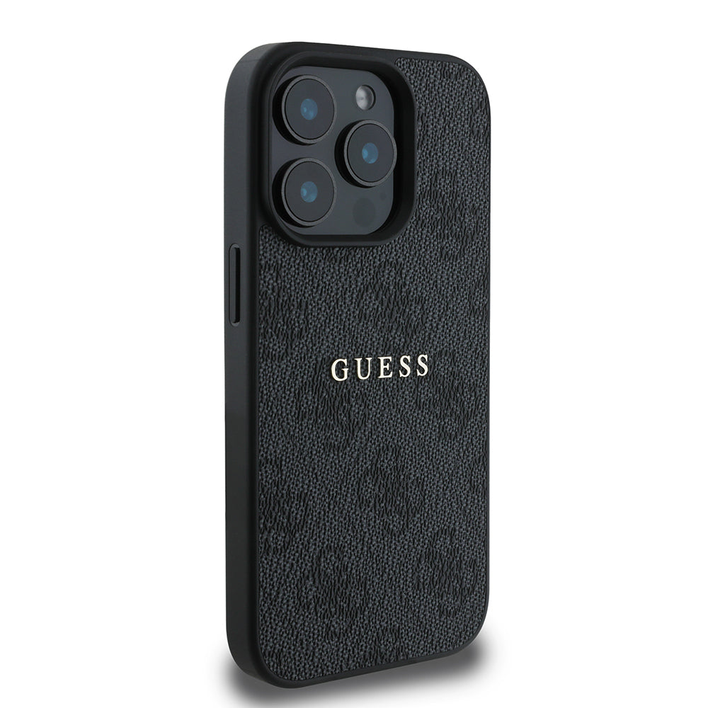 Apple iPhone 15 Pro Max Kılıf Guess Orjinal Lisanslı M-safe Şarj Özellikli 4G Desen Yazı Logolu Kapak