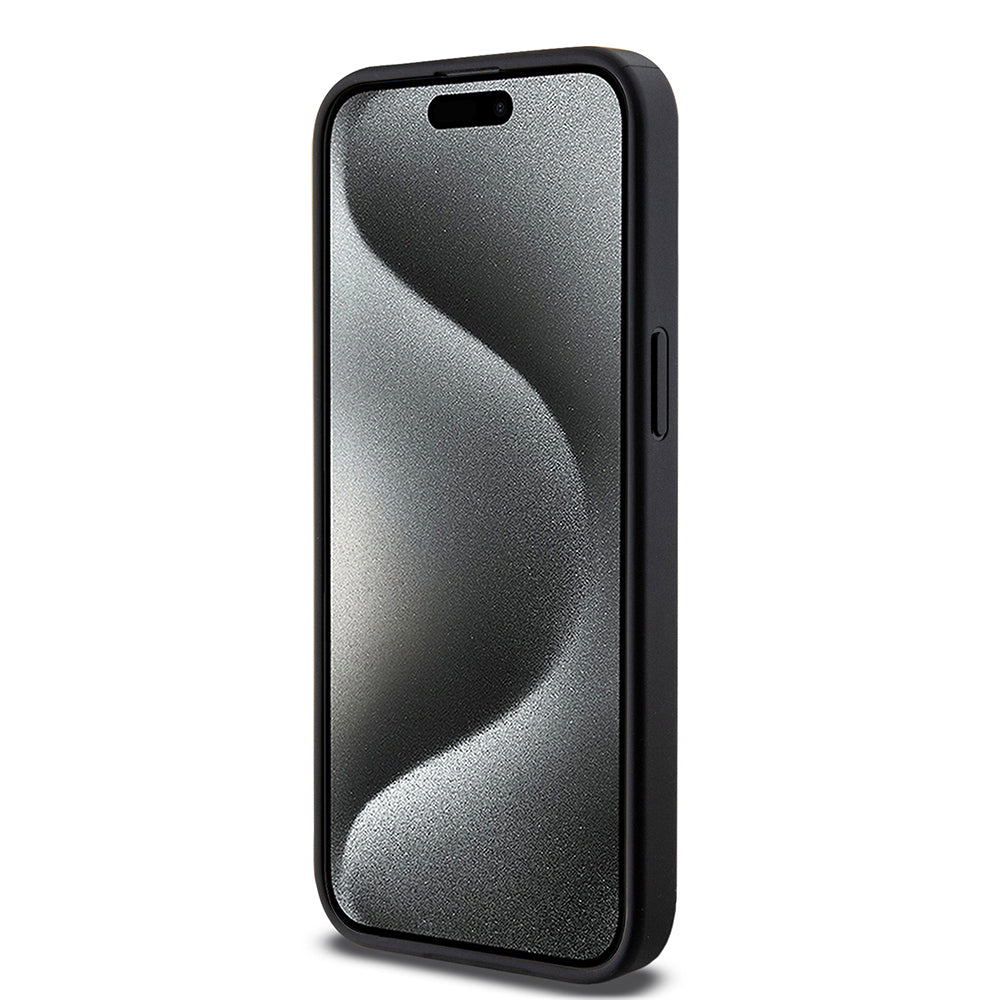 Apple iPhone 15 Pro Max Kılıf Guess Orjinal Lisanslı M-safe Şarj Özellikli PU Üçgen Logo 4G Desenli Kapak