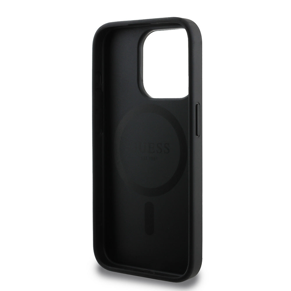 Apple iPhone 15 Pro Max Kılıf Guess Orjinal Lisanslı M-safe Şarj Özellikli Small 4G Classic Kapak