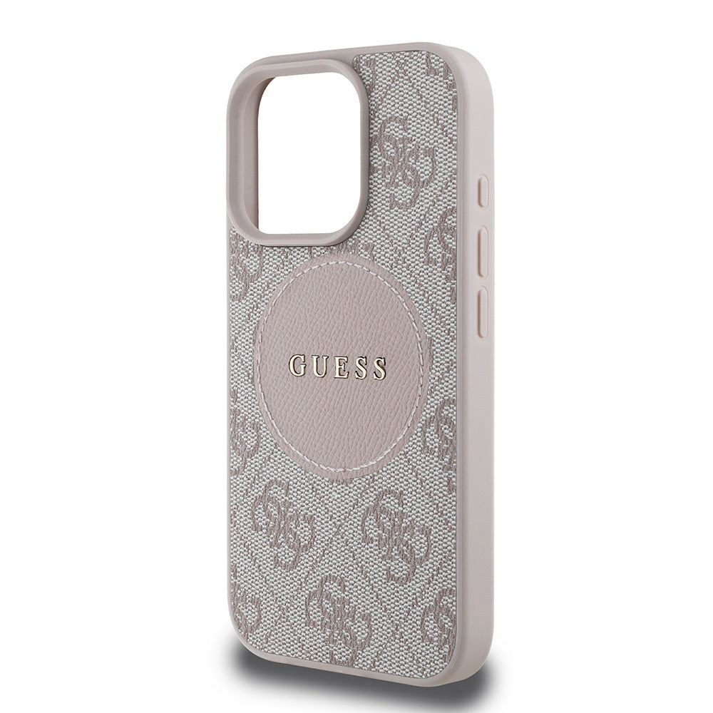 Apple iPhone 15 Pro Max Kılıf Guess Orjinal Lisanslı M-safe Şarj Özellikli Yazı Logolu Circle Classic Kapak