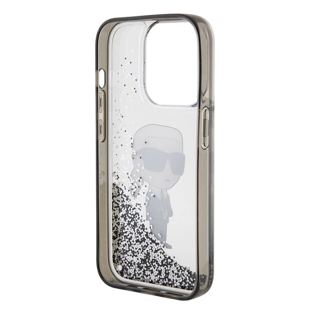 Apple iPhone 15 Pro Max Kılıf Karl Lagerfeld İkonik Sıvılı Glitter Orjinal Lisanslı Kapak