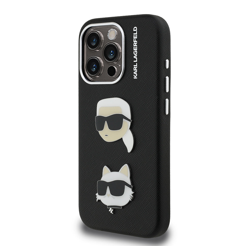 Apple iPhone 15 Pro Max Kılıf Karl Lagerfeld Orjinal Lisanslı K&C Heads Pin Kapak