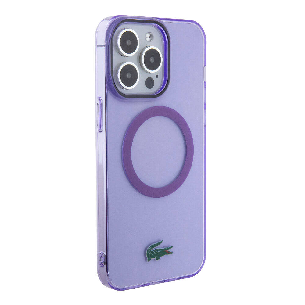 Apple iPhone 15 Pro Max Kılıf Lacoste Orjinal Lisanslı M-safe Şarj Özellikli İkonik Timsah Logolu Hard Parme Kapak