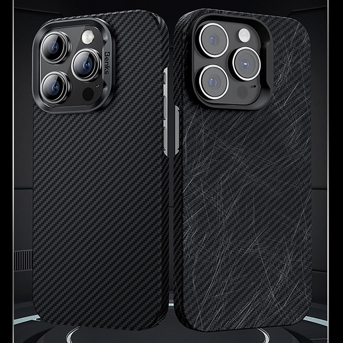 Apple iPhone 15 Pro Max Kılıf M-safe Özellikli Karbon Fiber Benks Essential ArmorAir 600D Kevlar Kapak