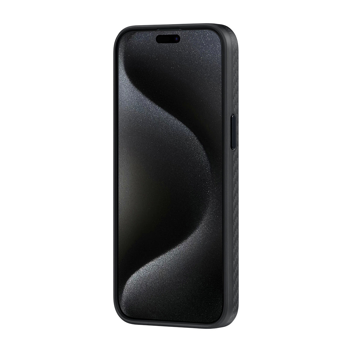 Apple iPhone 15 Pro Max Kılıf M-safe Şarj Özellikli 1500D Aramid Fiber Pitaka Military-Grade Classic Serisi Black-Grey Twill Kapak