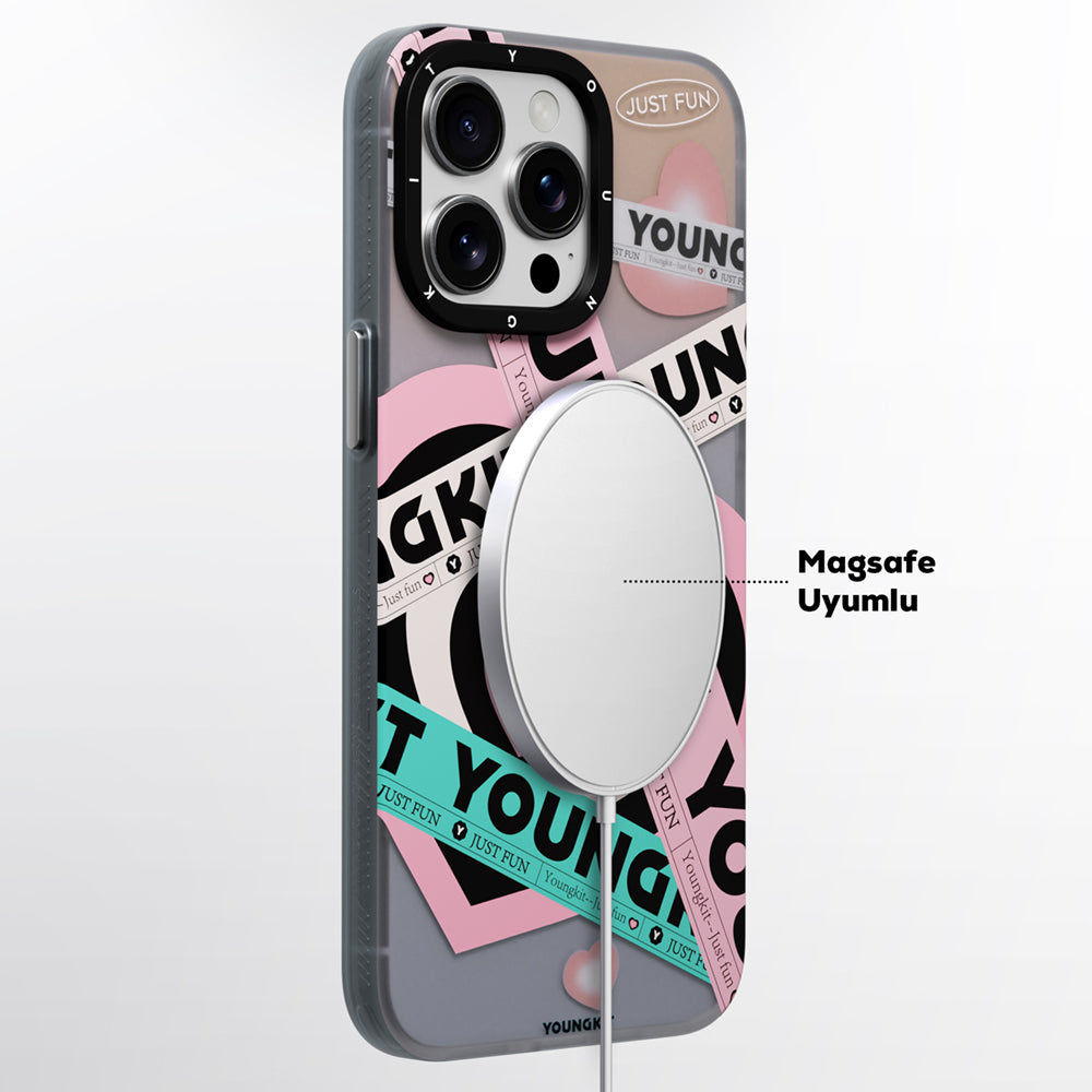 Apple iPhone 15 Pro Max Kılıf M-safe Şarj Özellikli Airbagli Çift Katmanlı Youngkit Flipped Serisi Kapak