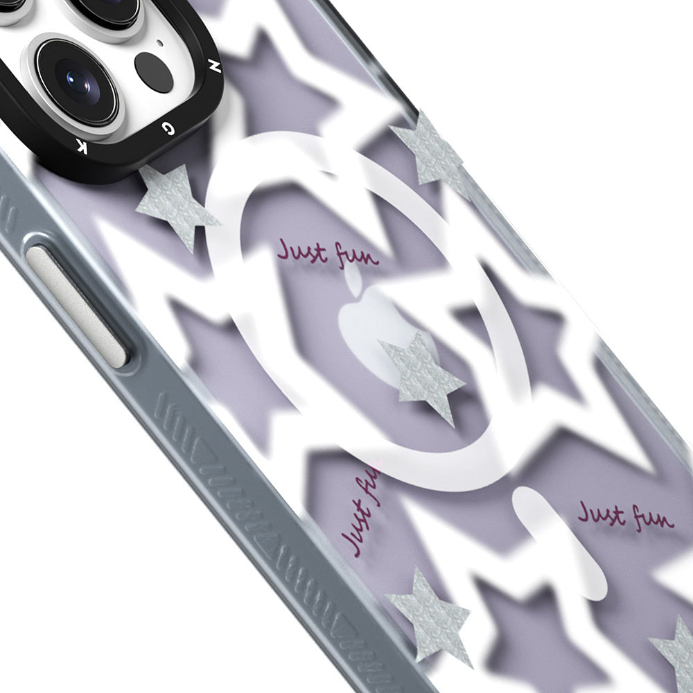 Apple iPhone 15 Pro Max Kılıf M-safe Şarj Özellikli Airbagli Çift Katmanlı Youngkit Star&Butterfly Serisi Kapak