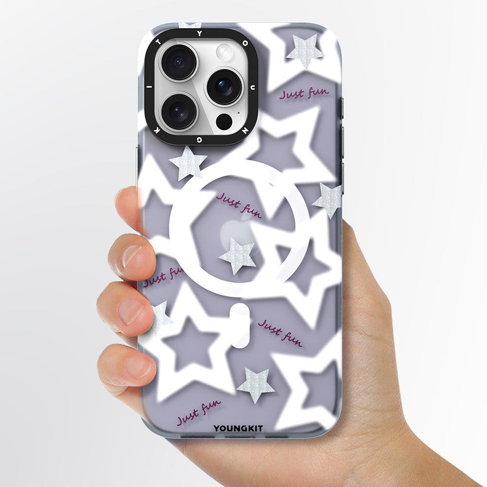 Apple iPhone 15 Pro Max Kılıf M-safe Şarj Özellikli Airbagli Çift Katmanlı Youngkit Star&Butterfly Serisi Kapak