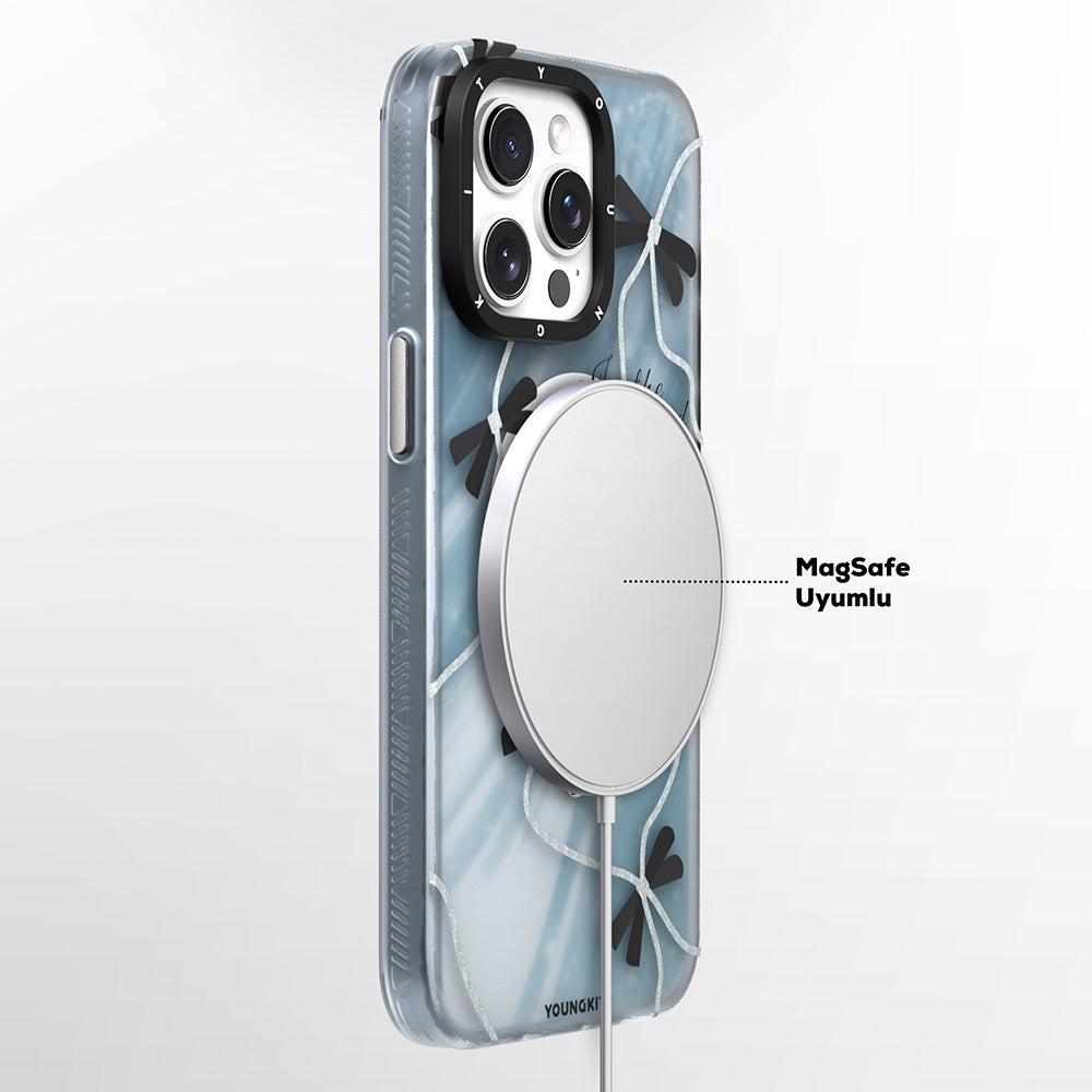 Apple iPhone 15 Pro Max Kılıf M-safe Şarj Özellikli Airbagli Çift Katmanlı Youngkit Star&Butterfly Serisi Kapak