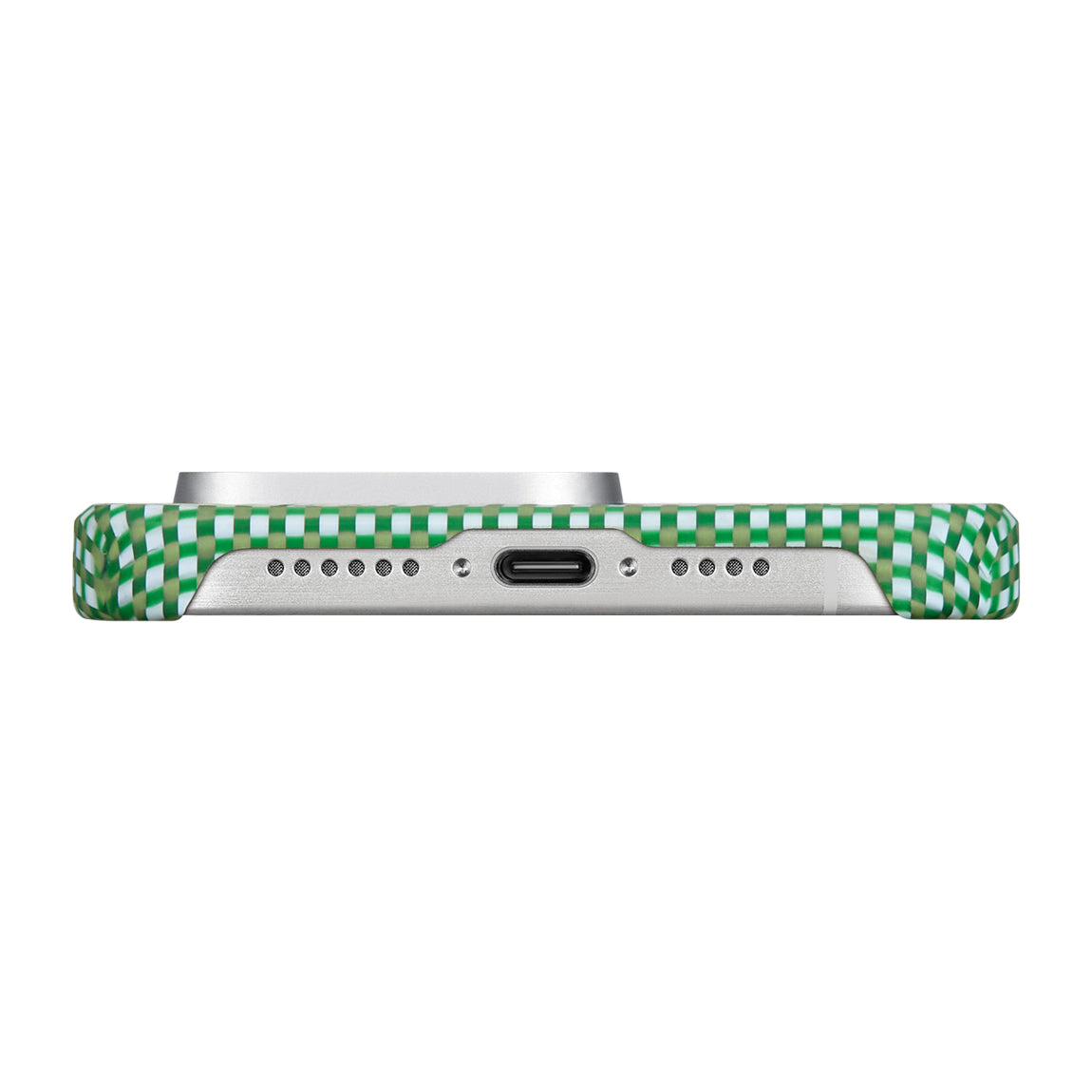 Apple iPhone 15 Pro Max Kılıf M-safe Şarj Özellikli Awa Tasarımlı 1500D Aramid Fiber Pitaka Ultra-Slim Classic Serisi Forest Kapak