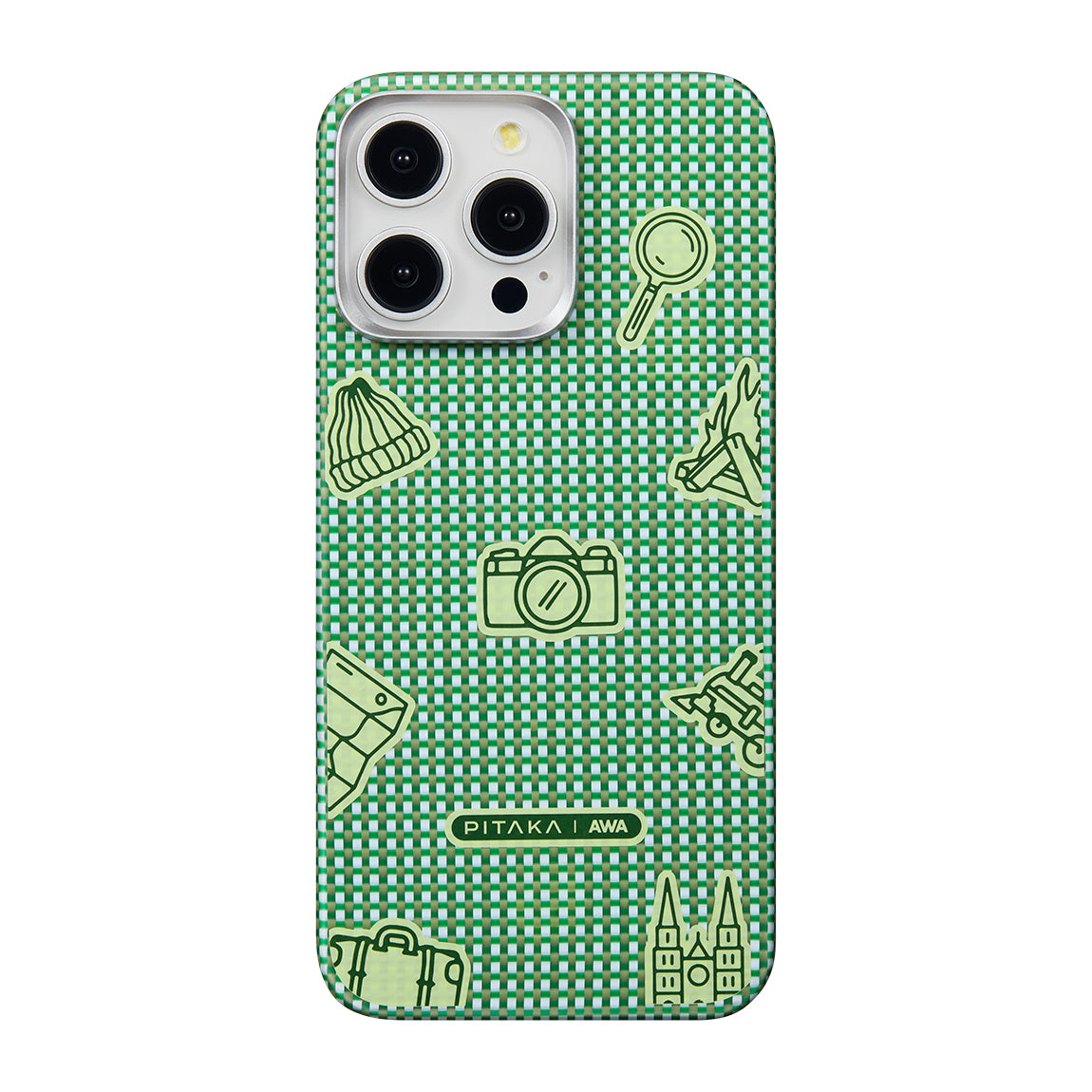 Apple iPhone 15 Pro Max Kılıf M-safe Şarj Özellikli Awa Tasarımlı 1500D Aramid Fiber Pitaka Ultra-Slim Classic Serisi Forest Kapak