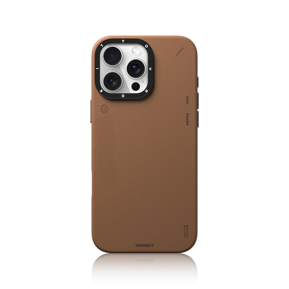 Apple iPhone 15 Pro Max Kılıf M-safe Şarj Özellikli Basit Mat Deri Desenli Youngkit Tech Fashion Serisi Kapak