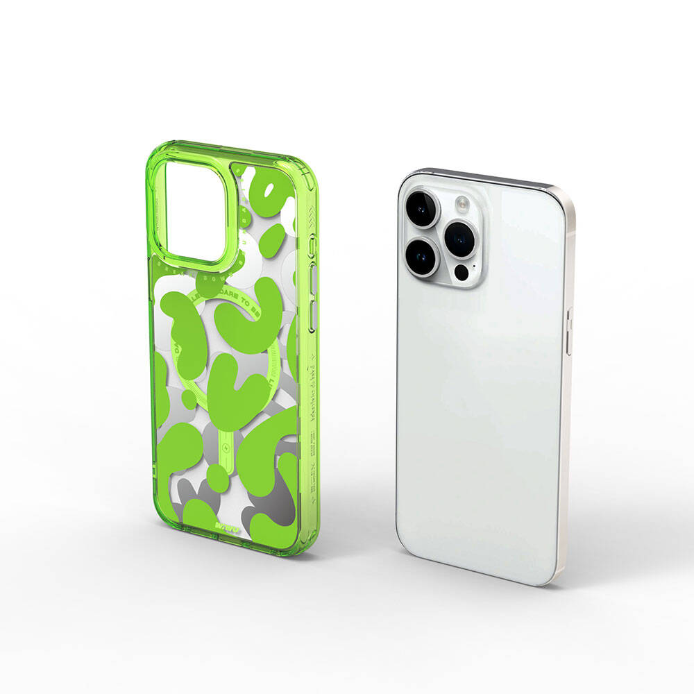 Apple iPhone 15 Pro Max Kılıf M-safe Şarj Özellikli Boya Desenli Wiwu Fluorescent G Serisi Kapak