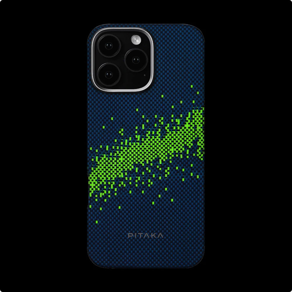 Apple iPhone 15 Pro Max Kılıf M-safe Şarj Özellikli Lumintex Teknolojili Fosforlu Özellikli Aramid Fiber Pitaka Tactile Woven Starpeak Serisi Milky Way Galaxy Kapak