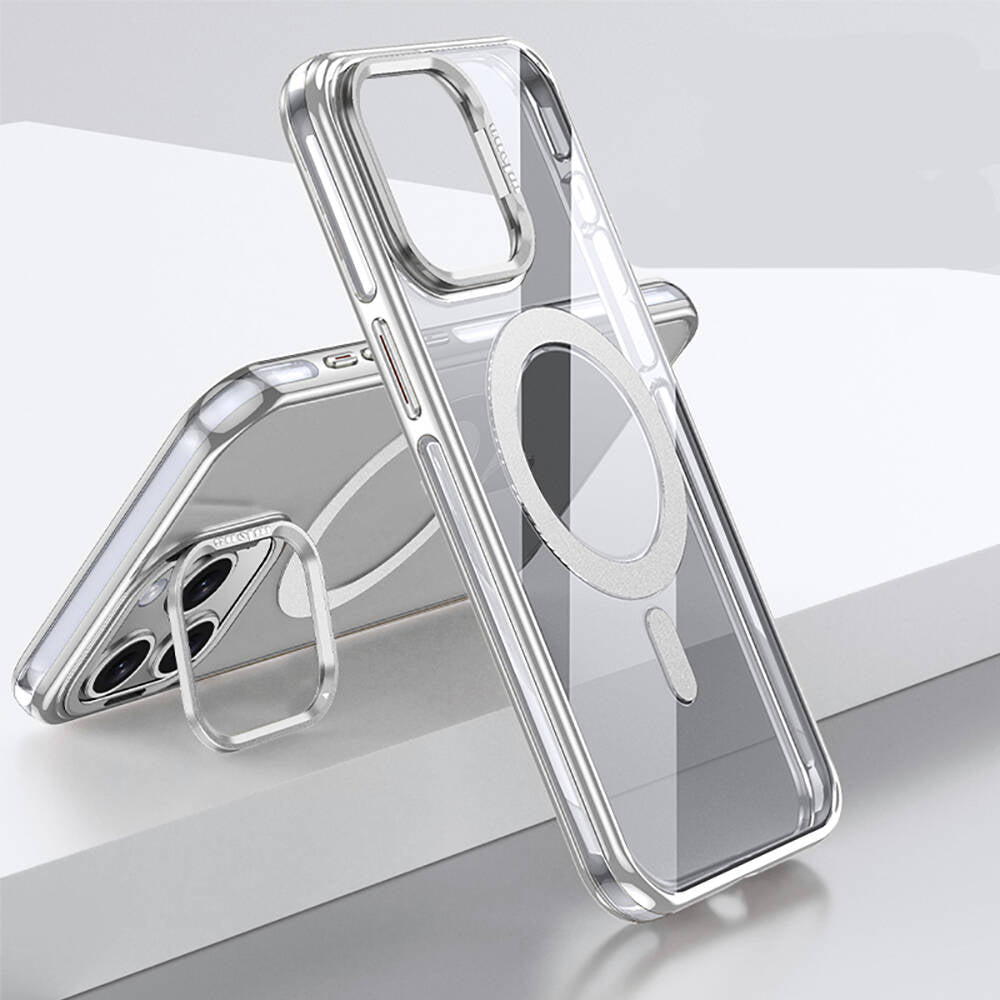 Apple iPhone 15 Pro Max Kılıf M-safe Şarj Özellikli Wlons Standlı Efsane Kapak