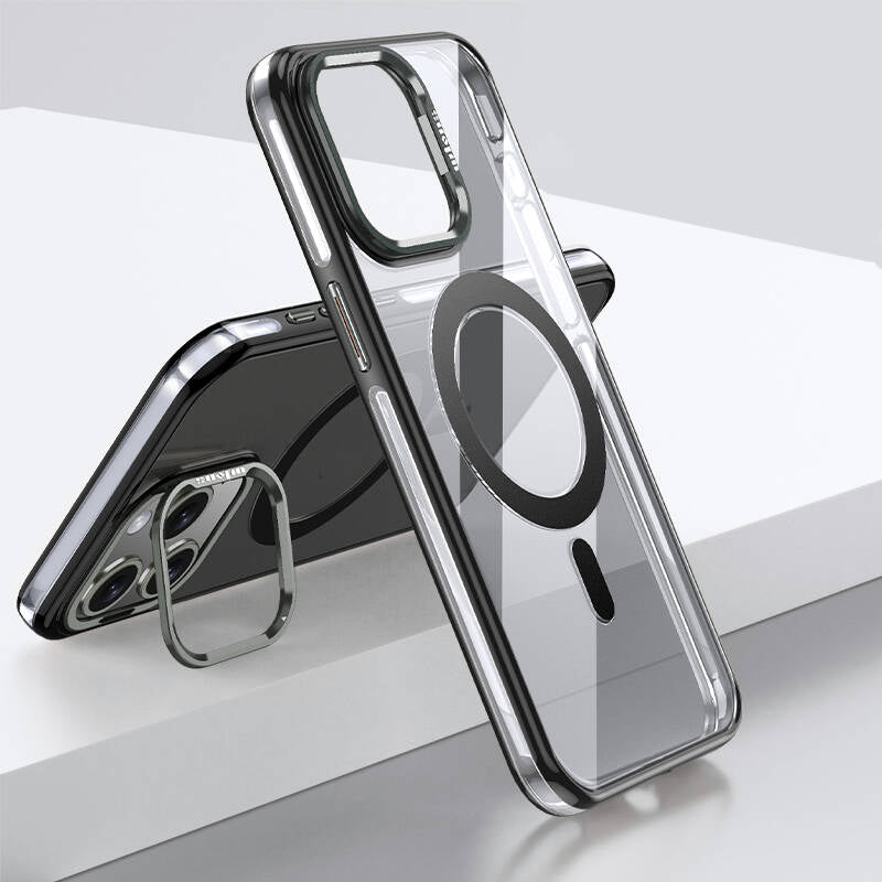 Apple iPhone 15 Pro Max Kılıf M-safe Şarj Özellikli Wlons Standlı Efsane Kapak