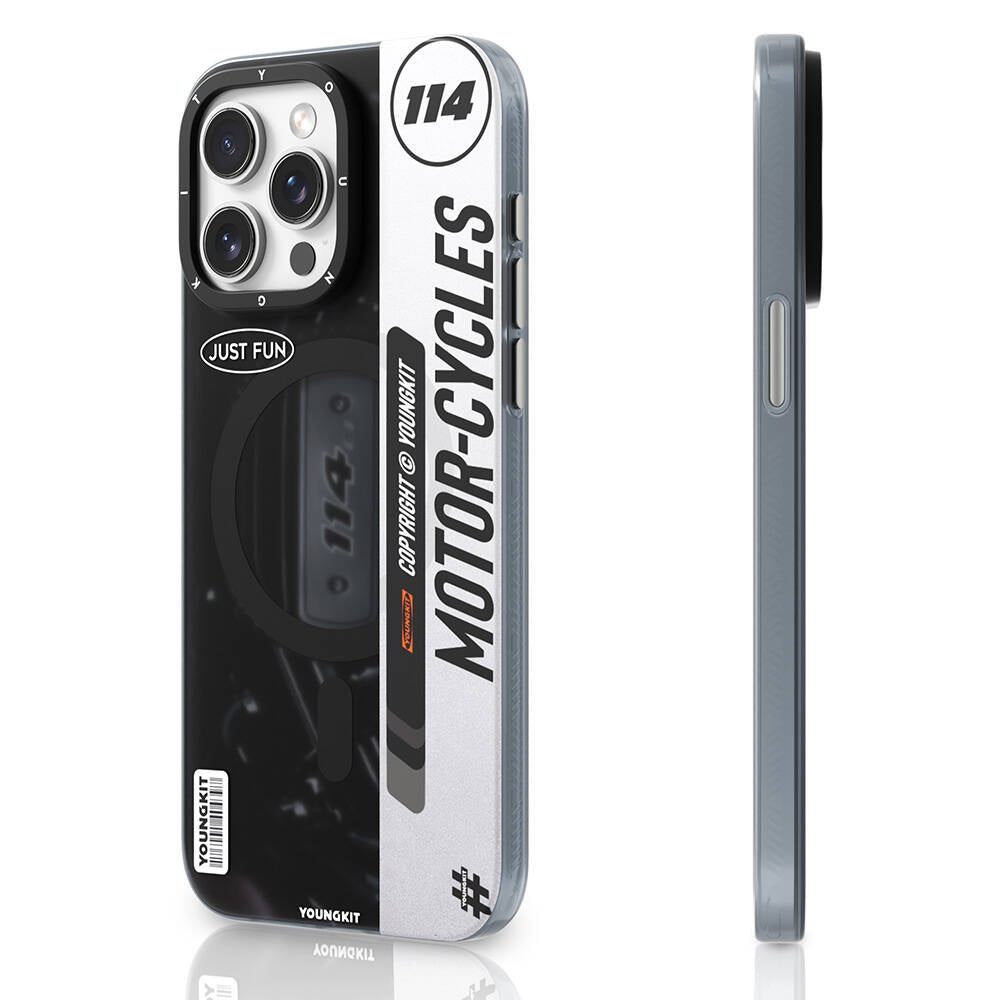 Apple iPhone 15 Pro Max Kılıf M-safe Şarj Özellikli Youngkit Motorcycle Legend Serisi Kapak