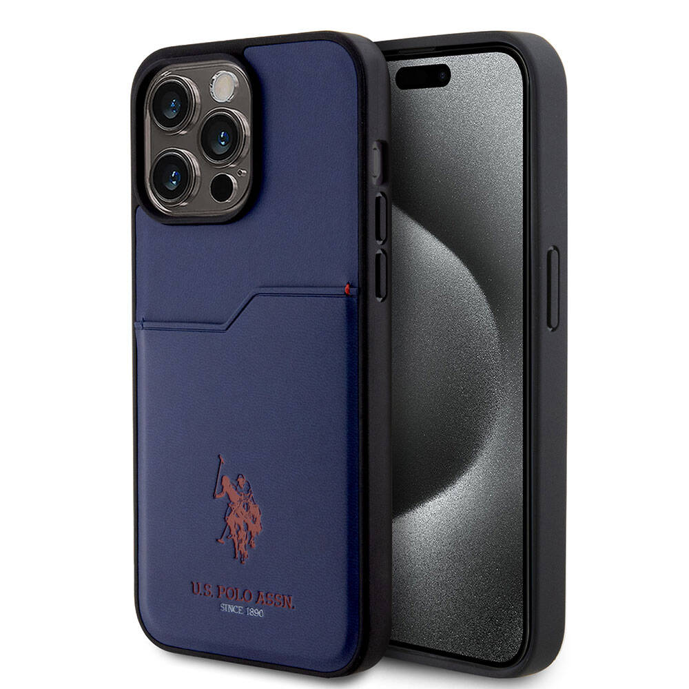 Apple iPhone 15 Pro Max Kılıf U.S. Polo Assn. Orjinal Lisanslı Baskı Logolu PU Kartlıklı Kapak