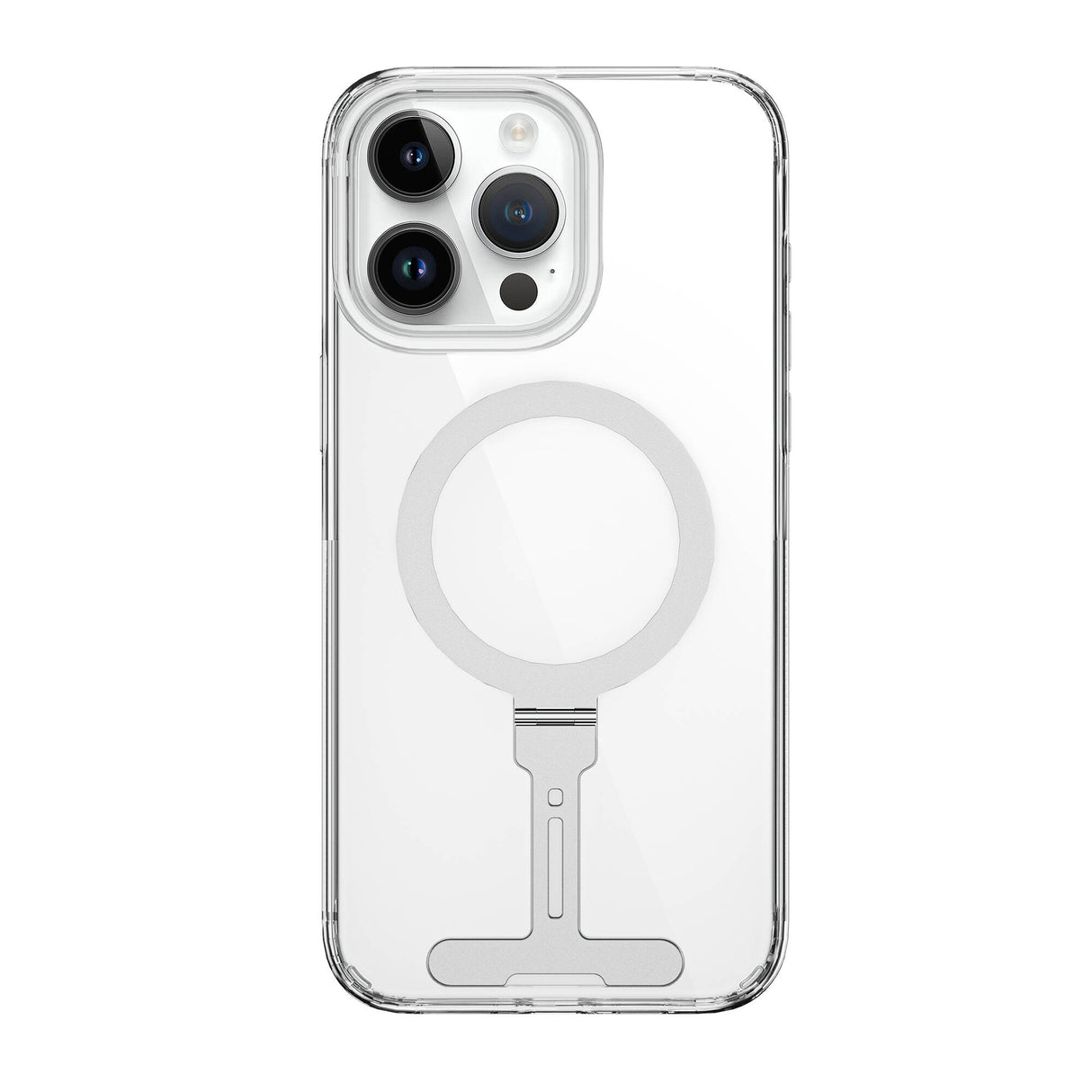 Apple iPhone 15 Pro Max Kılıf Wiwu FYY-014 M-safe Şarj Özellikli Alüminyum Alaşım Metal Standlı Şeffaf Kapak