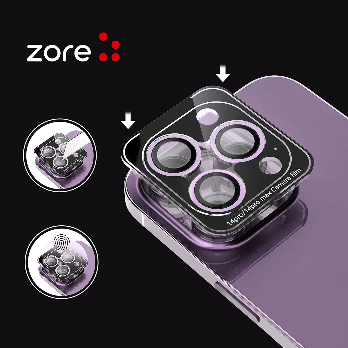 Apple iPhone 15 Pro Max Zore CL-12 Premium Safir Parmak İzi Bırakmayan Anti-Reflective Kamera Lens Koruyucu