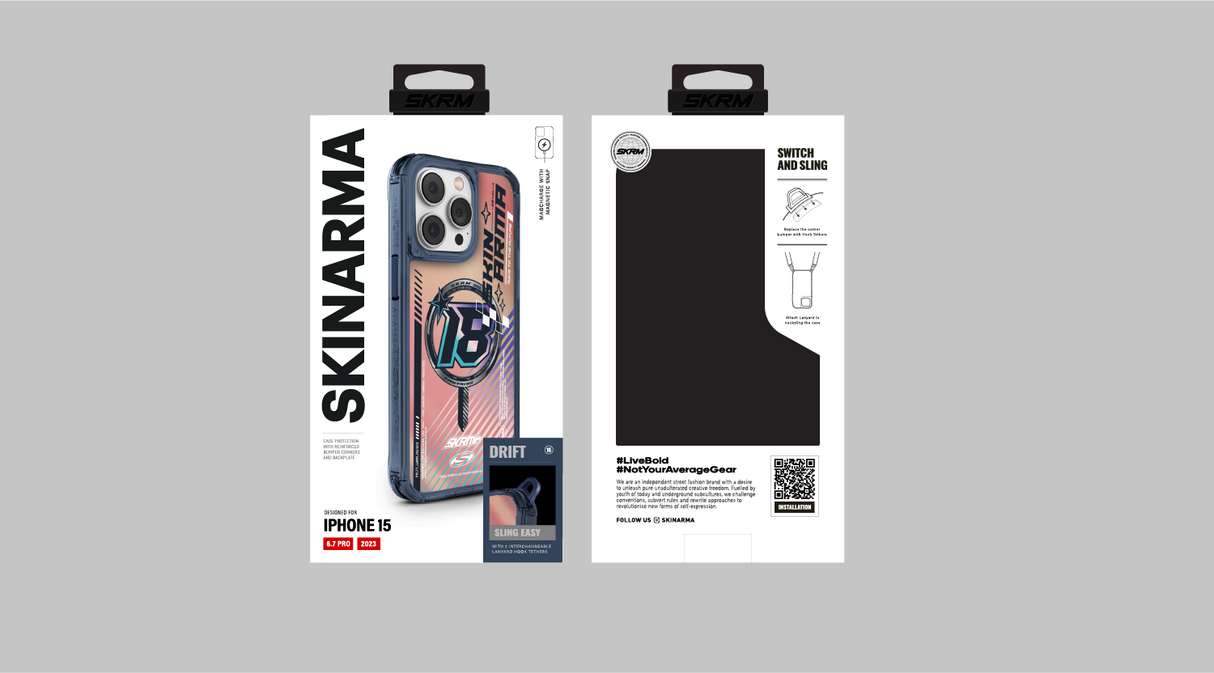 Apple iPhone 15 Pro Max SkinArma M-safe Şarj Özellikli Sticker Yapıştırmalı Drift Kapak