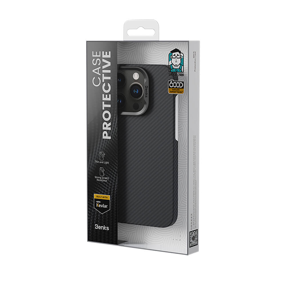 Apple iPhone 16 Kılıf Benks M-safe Şarj Özellikli Magnetik ArmorAir 600D Kevlar Fiber Kapak
