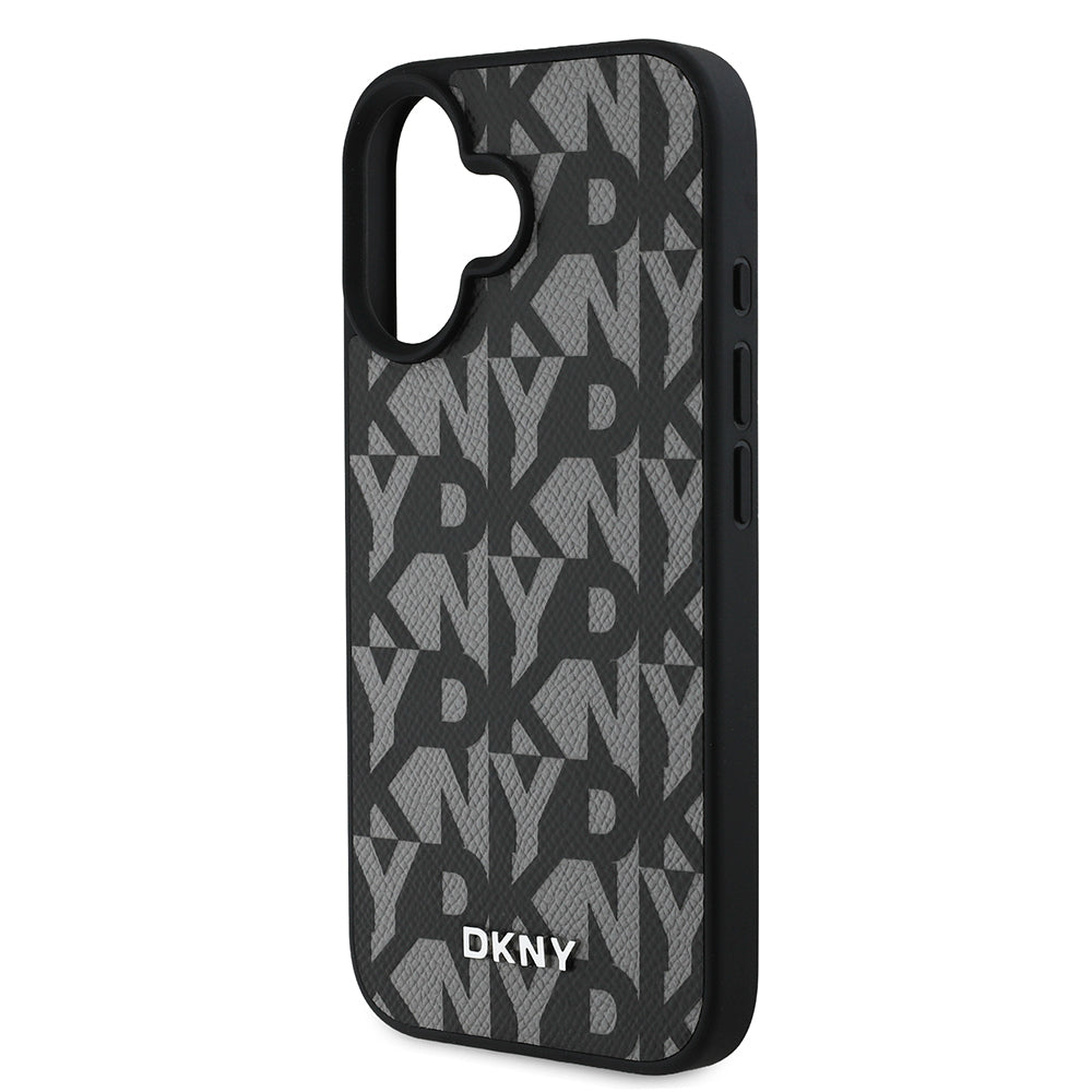 Apple iPhone 16 Kılıf DKNY Orjinal Lisanslı M-safe Şarj Özellikli 3D Yazılı Grid Pattern Kapak