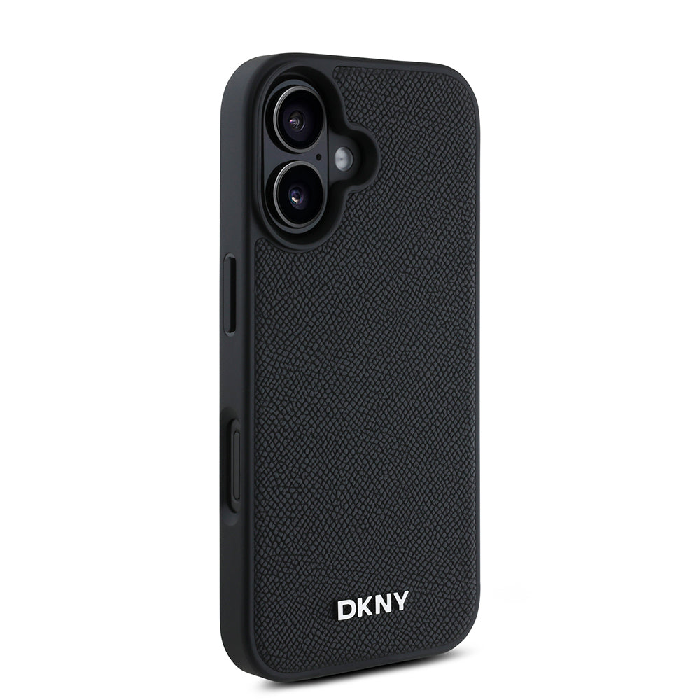 Apple iPhone 16 Kılıf DKNY Orjinal Lisanslı M-safe Şarj Özellikli Metal Logolu PU Deri Grained Kapak