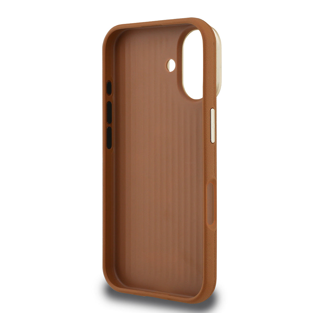 Apple iPhone 16 Kılıf Guess Orjinal Lisanslı Grained Yazı Logolu Kamera Standlı Kapak