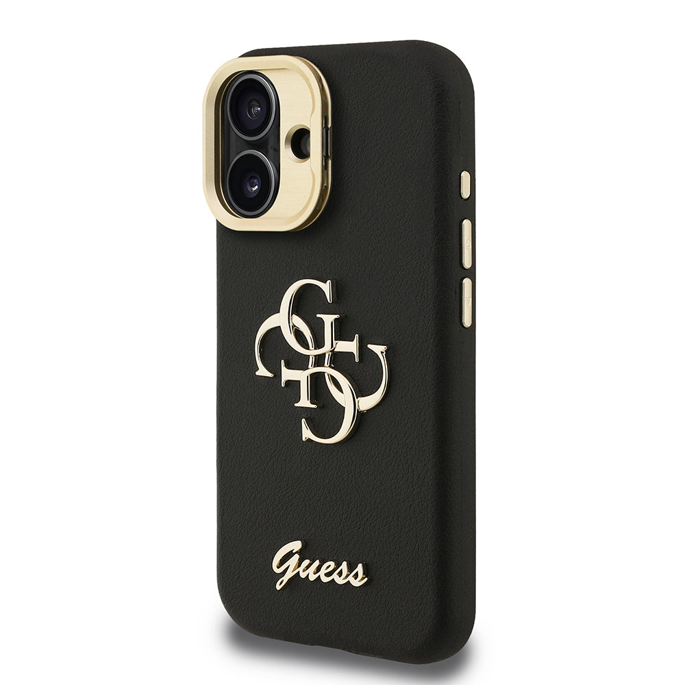 Apple iPhone 16 Kılıf Guess Orjinal Lisanslı Grained Yazı Logolu Kamera Standlı Kapak