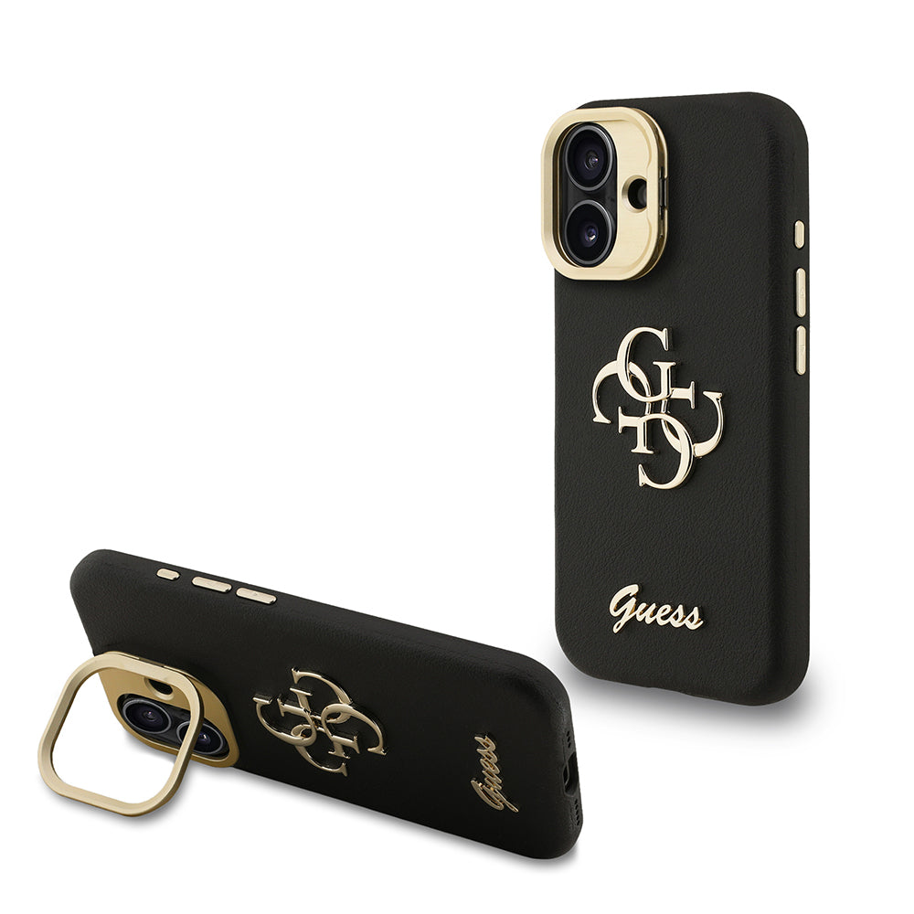 Apple iPhone 16 Kılıf Guess Orjinal Lisanslı Grained Yazı Logolu Kamera Standlı Kapak