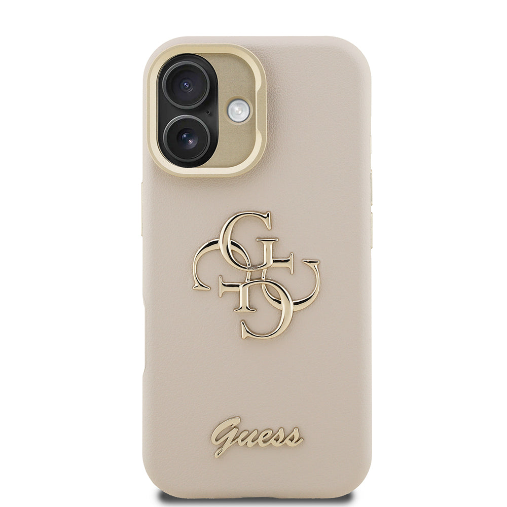 Apple iPhone 16 Kılıf Guess Orjinal Lisanslı Grained Yazı Logolu Kamera Standlı Kapak
