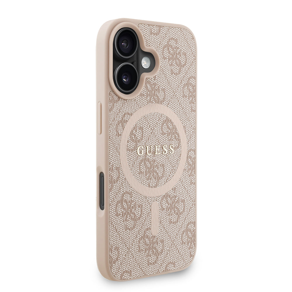 Apple iPhone 16 Kılıf Guess Orjinal Lisanslı M-safe Şarj Özellikli PU Deri Bilek Askı İpli Yazı Logolu Kapak