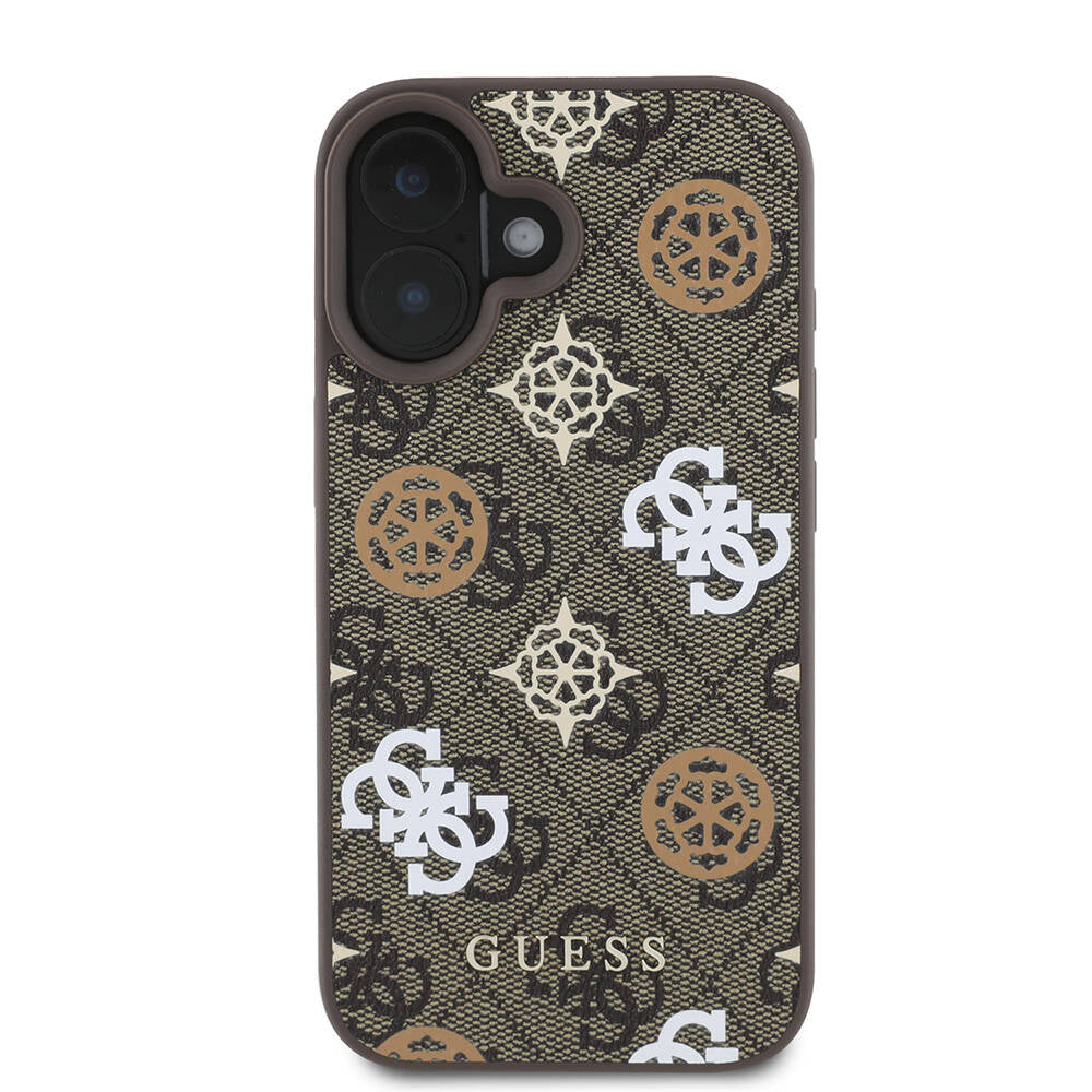 Apple iPhone 16 Kılıf Guess Orjinal Lisanslı M-safe Şarj Özellikli 4G Desenli Yazı Logolu Peony Kapak